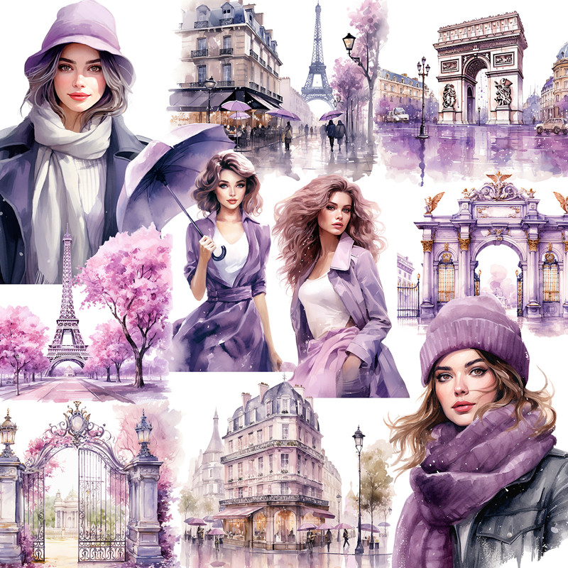 Kids Toys Paris - Autocollants Paris violets, artisanat et Scrapbooking,